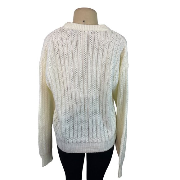 Van Heusen Womens White Knit Sweater Size M - Picture 3 of 5
